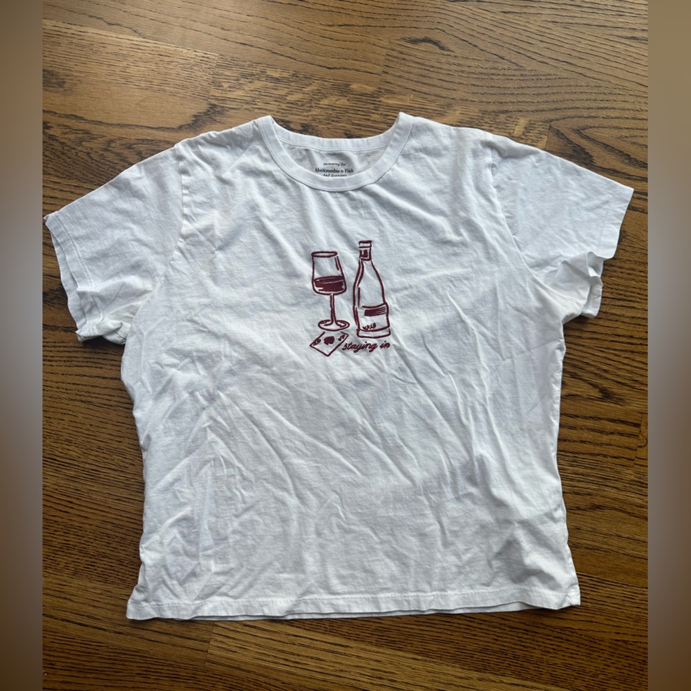 EUC Abercrombie & Fitch White Graphic Skimming Tee